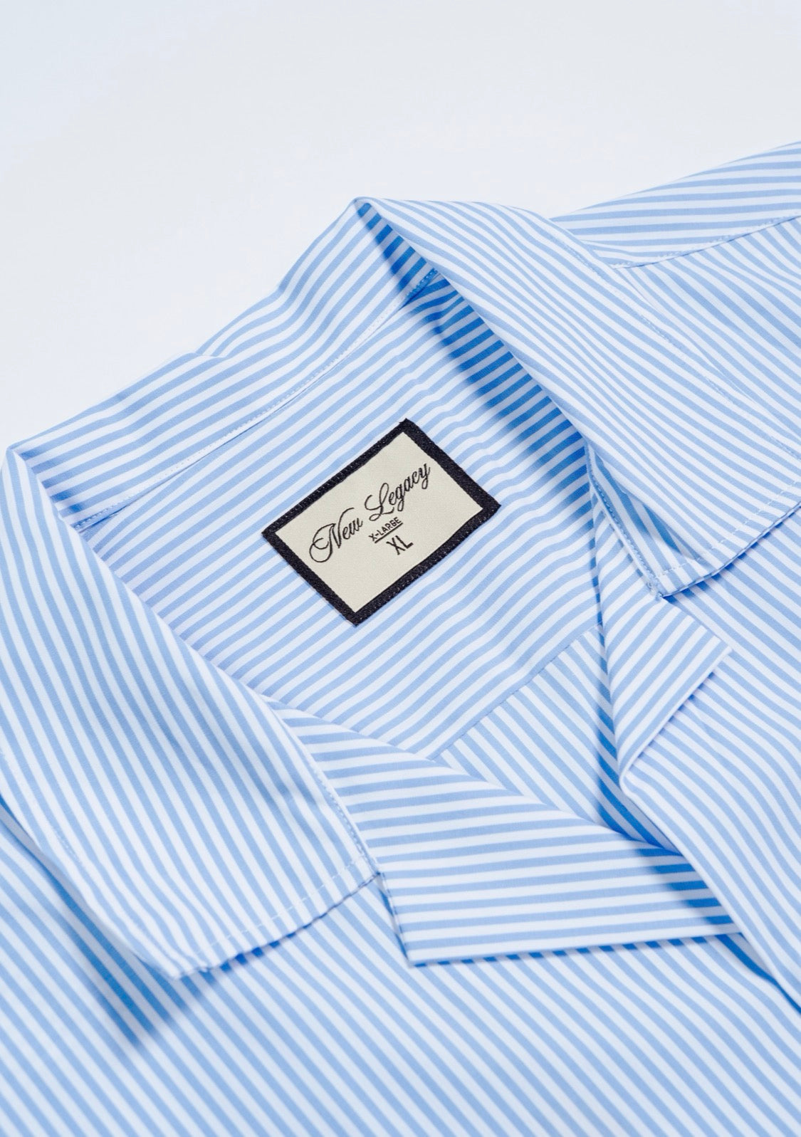 Cuban Collar Button Up (Light Blue Pinstripe)
