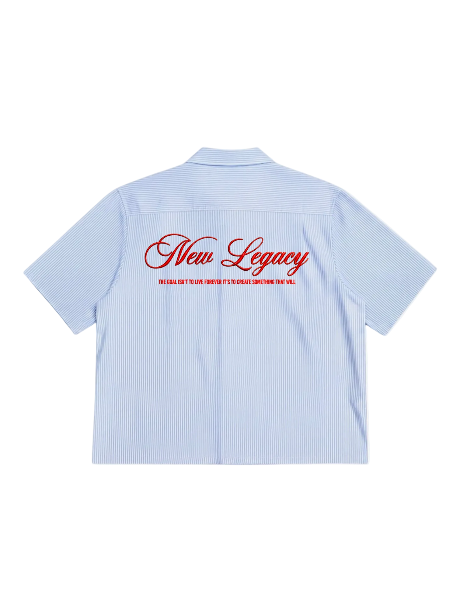 Cuban Collar Button Up (Light Blue Pinstripe)