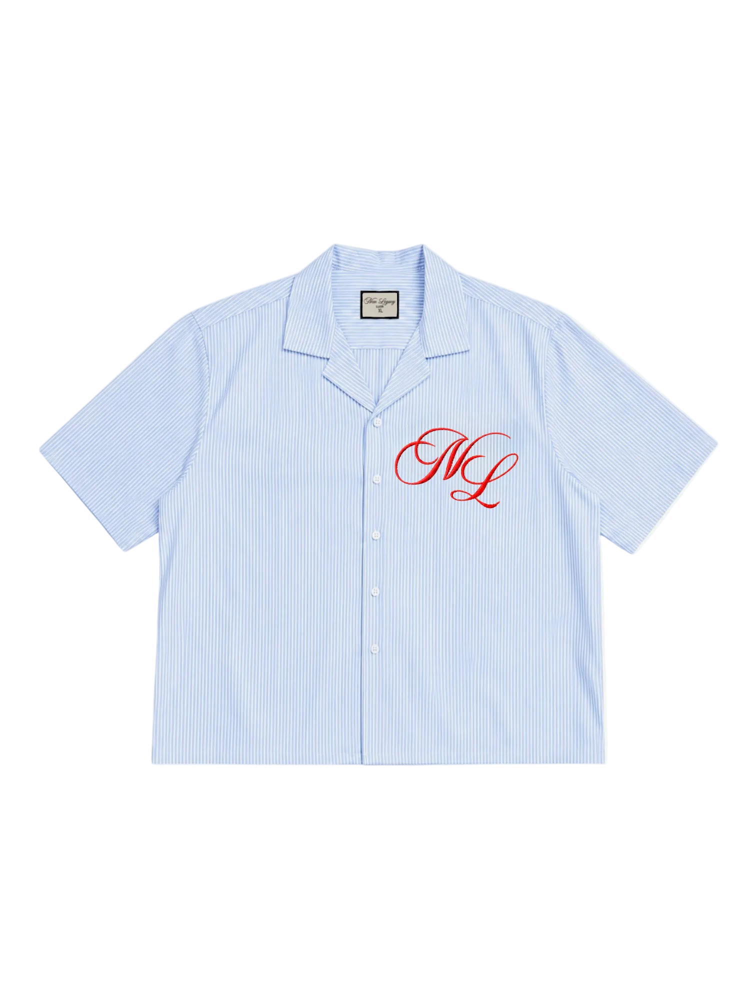 Cuban Collar Button Up (Light Blue Pinstripe)