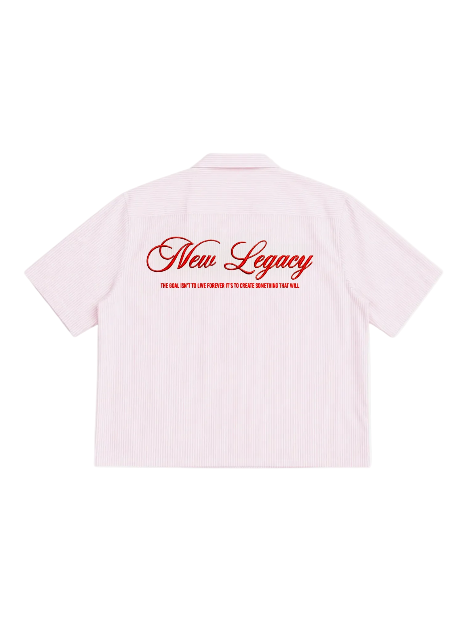 Cuban Collar Button Up (Soft Pink Pinstripe)