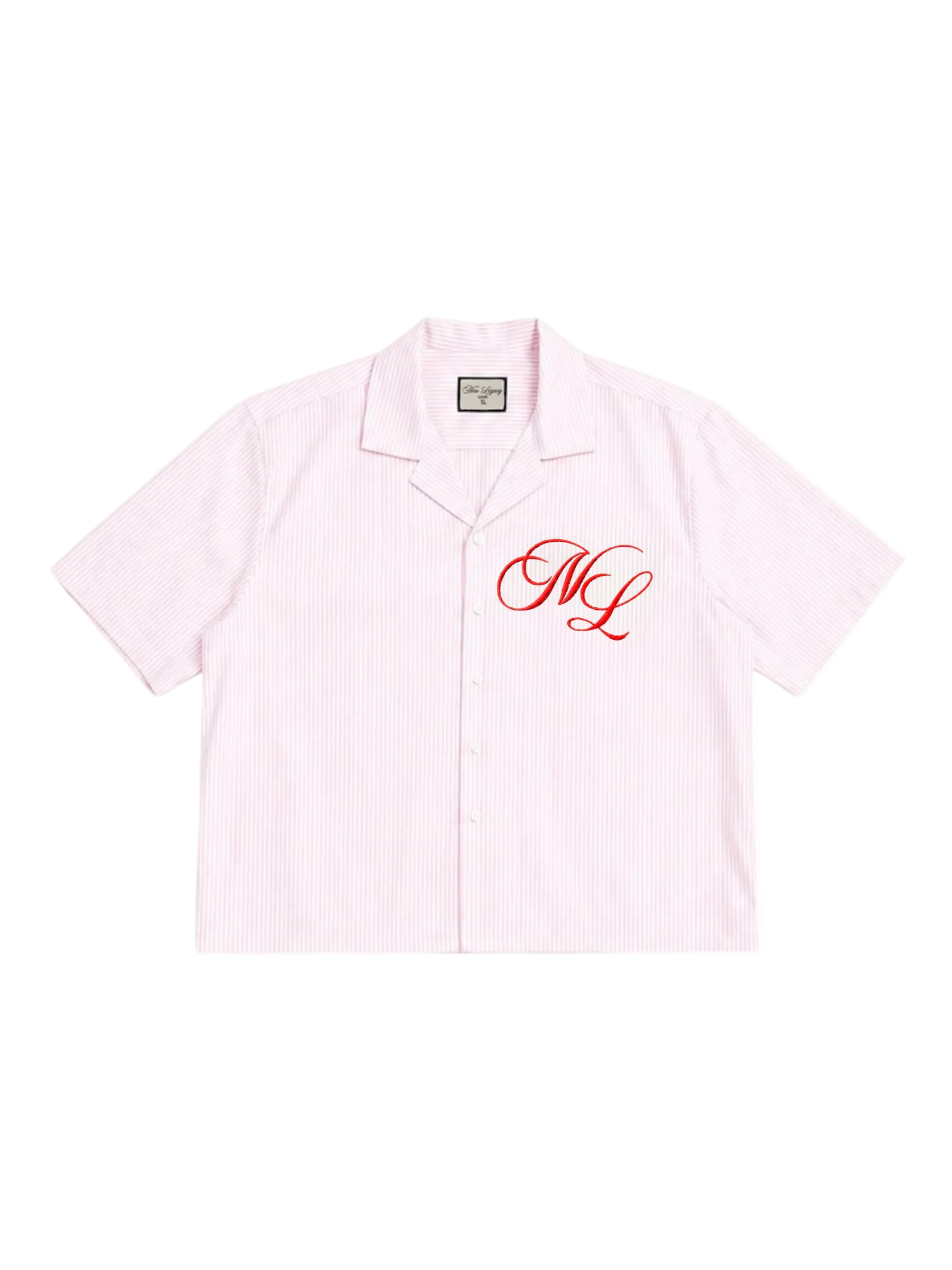 Cuban Collar Button Up (Soft Pink Pinstripe)